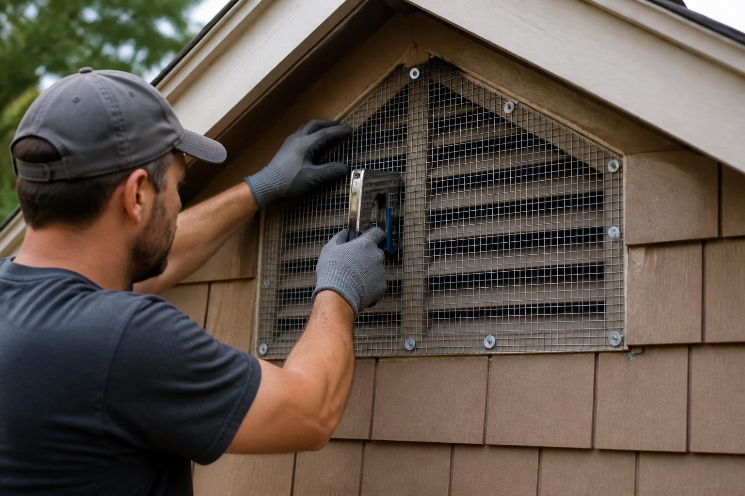 Gloved technician safely removing a rodent found nesting in an attic